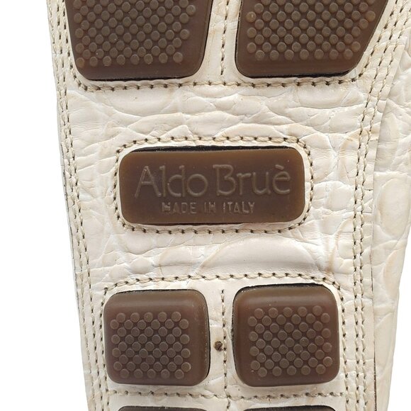 Aldo Brue Men size 11 Beige Crocodile Embossed Leather Driving Loafer shoe Italy - Picture 11 of 11